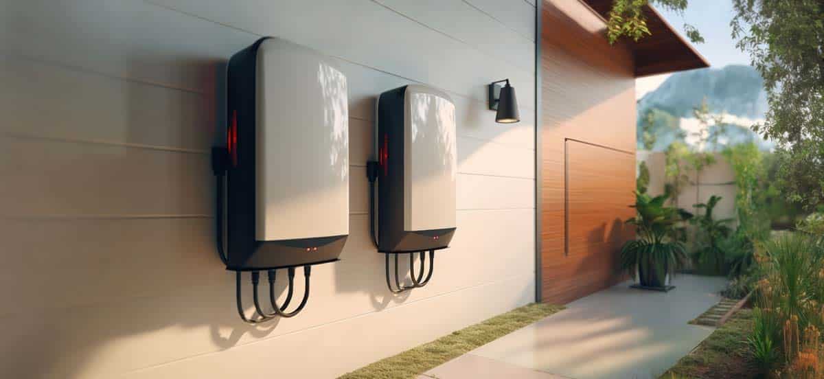 Solar batteries are installed on an outbuilding
